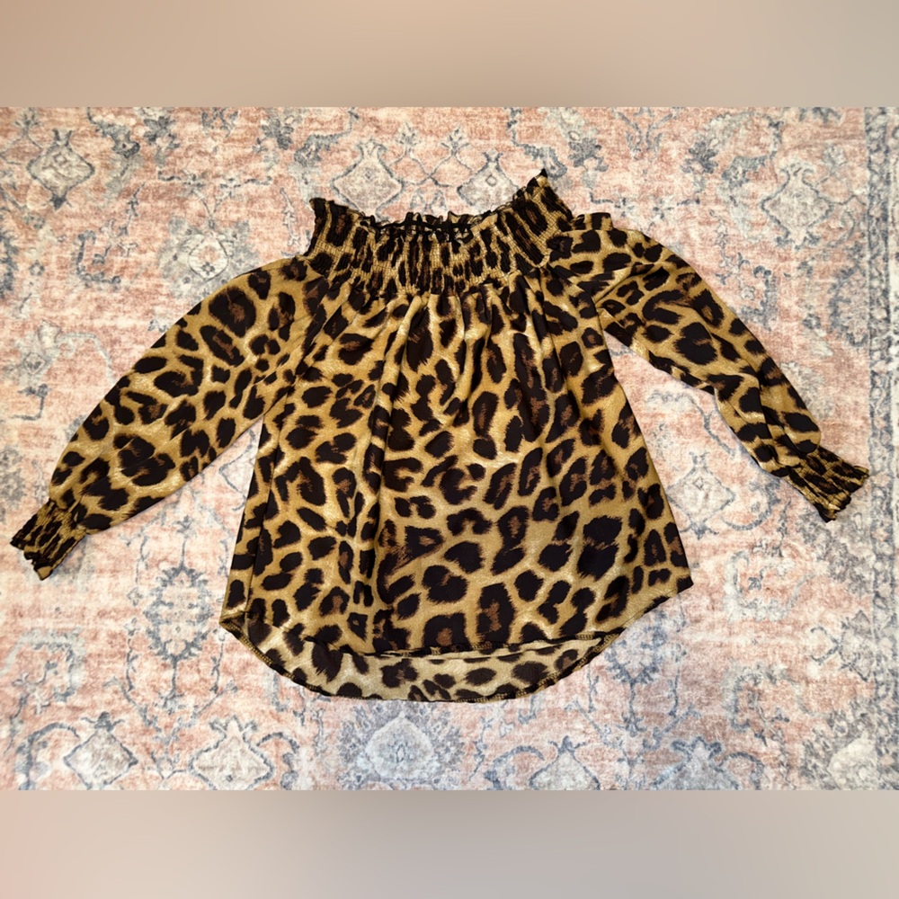Leopard Print Off-Shoulder Blouse